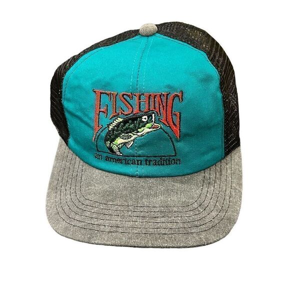 Vintage Fishing American Tradition Snapback Trucker Hat USA Made - Picture 1 of 5
